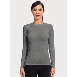 4 Pcs/Pack Women's Solid Color Sports Basics, Crew Neck Long Sleeve Comfortable Yoga Fitness Workout Top, Women's Activewear 4 Pcs/Pack Women's Solid Color Sports Basics, Crew Neck Long Sleeve Comfortable Yoga Fitness Workout Top, Women's Activewear