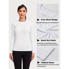 4 Pcs/Pack Women's Solid Color Sports Basics, Crew Neck Long Sleeve Comfortable Yoga Fitness Workout Top, Women's Activewear 4 Pcs/Pack Women's Solid Color Sports Basics, Crew Neck Long Sleeve Comfortable Yoga Fitness Workout Top, Women's Activewear