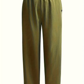 Elastic Waist Solid Color Casual Pants, Loose Sports Pants With Pocket, Women's Athleisure Elastic Waist Solid Color Casual Pants, Loose Sports Pants With Pocket, Women's Athleisure
