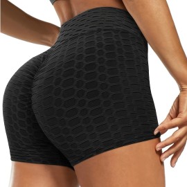Plain Honeycomb Sporty Yoga Short, Slim Fit Butt Lifting High Waist Sports Short, Women's Activewear Plain Honeycomb Sporty Yoga Short, Slim Fit Butt Lifting High Waist Sports Short, Women's Activewear