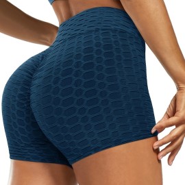 Plain Honeycomb Sporty Yoga Short, Slim Fit Butt Lifting High Waist Sports Short, Women's Activewear Plain Honeycomb Sporty Yoga Short, Slim Fit Butt Lifting High Waist Sports Short, Women's Activewear