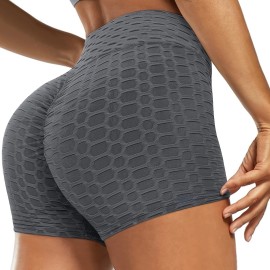 Plain Honeycomb Sporty Yoga Short, Slim Fit Butt Lifting High Waist Sports Short, Women's Activewear Plain Honeycomb Sporty Yoga Short, Slim Fit Butt Lifting High Waist Sports Short, Women's Activewear