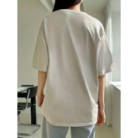 Animal Print Oversized T-shirt, Casual Crew Neck Short Sleeve Drop Shoulder Summer T-shirt, Women's Clothing Animal Print Oversized T-shirt, Casual Crew Neck Short Sleeve Drop Shoulder Summer T-shirt, Women's Clothing