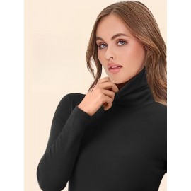 2 Packs Warm Turtleneck T-Shirts, Casual Long Sleeve Top For Spring & Fall, Women's Clothing 2 Packs Warm Turtleneck T-Shirts, Casual Long Sleeve Top For Spring & Fall, Women's Clothing