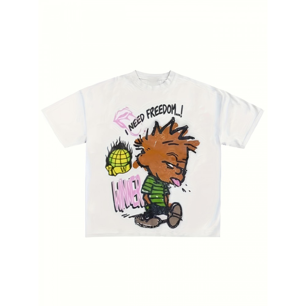 Cartoon Print Crew Neck T-shirt, Casual Short Sleeve Top For Spring & Summer, Women's Clothing Cartoon Print Crew Neck T-shirt, Casual Short Sleeve Top For Spring & Summer, Women's Clothing