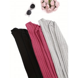 3 Packs Ribbed Mock  Neck T-Shirts, Casual Long Sleeve Top For Spring & Fall, Women's Clothing 3 Packs Ribbed Mock  Neck T-Shirts, Casual Long Sleeve Top For Spring & Fall, Women's Clothing