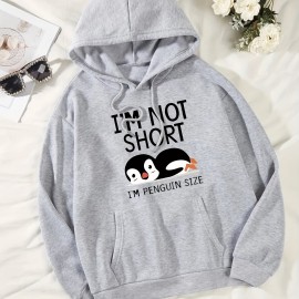Cute Penguin Print Kangaroo Pocket Hoodie, Casual Long Sleeve Drawstring Hoodies Sweatshirt, Women's Clothing Cute Penguin Print Kangaroo Pocket Hoodie, Casual Long Sleeve Drawstring Hoodies Sweatshirt, Women's Clothing