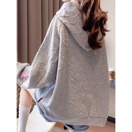 Letter Print Embroidered Drawstring Thermal Hoodie, Casual Printed Long Sleeve Hoodies Sweatshirts, Women's Clothing Letter Print Embroidered Drawstring Thermal Hoodie, Casual Printed Long Sleeve Hoodies Sweatshirts, Women's Clothing