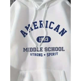 Letter & Number Print Kangaroo Pocket Hoodie, Casual Long Sleeve Drawstring Hoodies Sweatshirt, Women's Clothing Letter & Number Print Kangaroo Pocket Hoodie, Casual Long Sleeve Drawstring Hoodies Sweatshirt, Women's Clothing