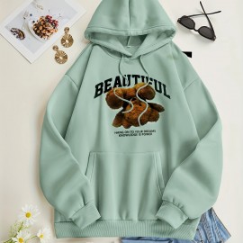 Bear Print Kangaroo Pocket Hoodie, Casual Long Sleeve Drawstring Hoodies Sweatshirt, Women's Clothing Bear Print Kangaroo Pocket Hoodie, Casual Long Sleeve Drawstring Hoodies Sweatshirt, Women's Clothing