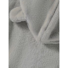 Cat & Letter Print Button Decor Teddy Hoodie, Casual Long Sleeve Kangaroo Pocket Hoodie Sweatshirt, Women's Clothing Cat & Letter Print Button Decor Teddy Hoodie, Casual Long Sleeve Kangaroo Pocket Hoodie Sweatshirt, Women's Clothing