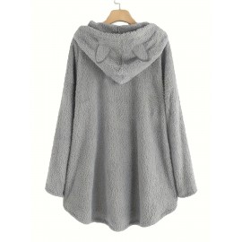 Cute Cat Print Thermal Hoodie, Casual Kangaroo Pocket Long Sleeve Hoodies Sweatshirt, Women's Clothing Cute Cat Print Thermal Hoodie, Casual Kangaroo Pocket Long Sleeve Hoodies Sweatshirt, Women's Clothing