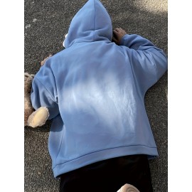 Shark Print Drawstring Hoodie, Casual Long Sleeve Kangaroo Pocket Hoodie Sweatshirt, Women's Clothing Shark Print Drawstring Hoodie, Casual Long Sleeve Kangaroo Pocket Hoodie Sweatshirt, Women's Clothing