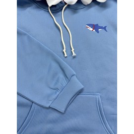 Shark Print Drawstring Hoodie, Casual Long Sleeve Kangaroo Pocket Hoodie Sweatshirt, Women's Clothing Shark Print Drawstring Hoodie, Casual Long Sleeve Kangaroo Pocket Hoodie Sweatshirt, Women's Clothing