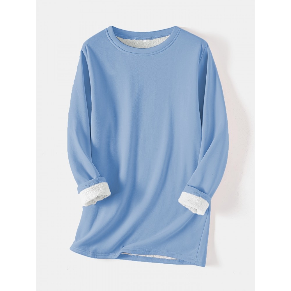 Women's Pullover Winter Warm Plush Lining Long Sleeve Sweatshirt, Slim Fit Warm Top,  Women's Clothing Women's Pullover Winter Warm Plush Lining Long Sleeve Sweatshirt, Slim Fit Warm Top,  Women's Clothing