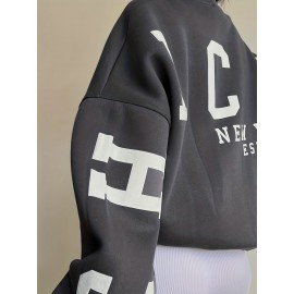 Women Oversized Thermal Letter Graphic Print Sweatshirt Aesthetic Crew Neck Long Sleeve Drop Shoulder Pullover Women Oversized Thermal Letter Graphic Print Sweatshirt Aesthetic Crew Neck Long Sleeve Drop Shoulder Pullover