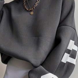 Women Oversized Thermal Letter Graphic Print Sweatshirt Aesthetic Crew Neck Long Sleeve Drop Shoulder Pullover Women Oversized Thermal Letter Graphic Print Sweatshirt Aesthetic Crew Neck Long Sleeve Drop Shoulder Pullover