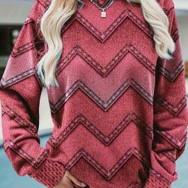 Denim Print Pullover Sweatshirt, Casual Long Sleeve Crew Neck Sweatshirt For Fall & Winter, Women's Clothing Denim Print Pullover Sweatshirt, Casual Long Sleeve Crew Neck Sweatshirt For Fall & Winter, Women's Clothing