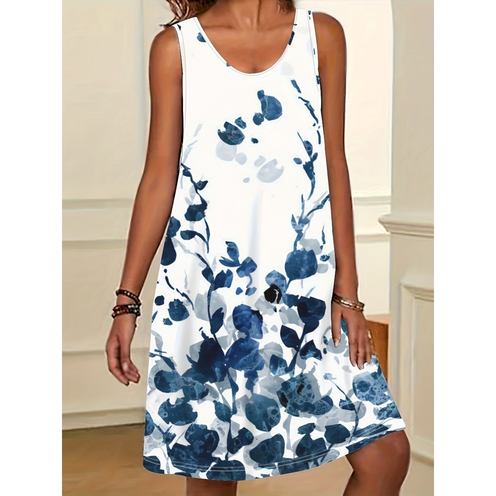 Summer Sleeveless Dress, Random Print Casual Dress, Women's Clothing Summer Sleeveless Dress, Random Print Casual Dress, Women's Clothing