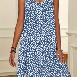 Summer Sleeveless Dress, Random Print Casual Dress, Women's Clothing Summer Sleeveless Dress, Random Print Casual Dress, Women's Clothing