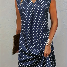 Abstract Ripple Print Dress, Casual V Neck Sleeveless Dress, Women's Clothing Abstract Ripple Print Dress, Casual V Neck Sleeveless Dress, Women's Clothing