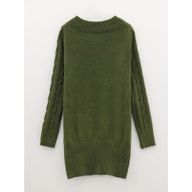 V Neck Cable Knitted Dress, Casual Long Sleeve Bodycon Dress For Fall & Winter, Women's Clothing V Neck Cable Knitted Dress, Casual Long Sleeve Bodycon Dress For Fall & Winter, Women's Clothing