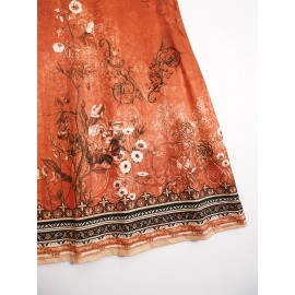 Floral Print Notched Neck Dress, Casual Sleeveless Button Decor Dress, Women's Clothing Floral Print Notched Neck Dress, Casual Sleeveless Button Decor Dress, Women's Clothing